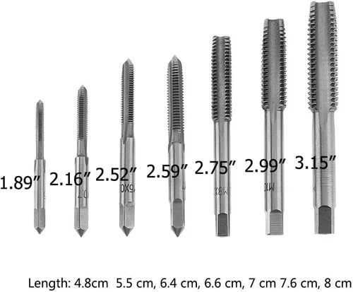 Miniatura 3 de Juego de 7 llaves de rosca métrica de acero para cojinetes M3-M12 (llave no incluida)