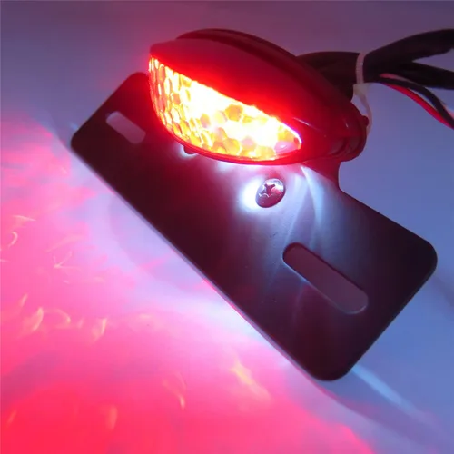 Miniatura 5 de Cateye - Luz trasera para placa de matrícula de aleación grande Cafe Racer Bobber motocicleta