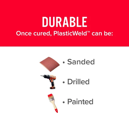 Miniatura 6 de J-B Weld PlasticWeld, masilla epoxi reparadora de plástico, 2 onzas, 2 onza, Blancuzco