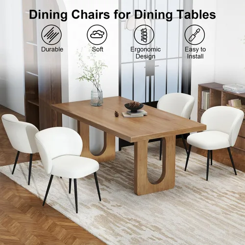 Miniatura 6 de Juego de 2 sillas tapizadas de tela, sillas de tocador de maquillaje, sillas decorativas modernas, sillas de comedor con patas de metal para cocina
