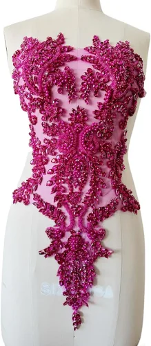 Miniatura 3 de Parches de diamantes de imitación brillantes hechos a mano para coser a mano con lentejuelas de cristal en encaje para vestido de graduación, ropa