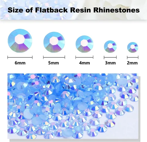 Miniatura 3 de 2000 piezas de brillantes de resina con parte trasera plana de 4 mm, brillantes de resina de gel AB azul claro/azul cielo para tazas, botellas, Azul