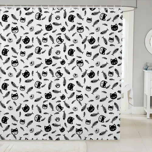 Miniatura 25 de Manfei Cortinas de ducha para niños con lazo de dibujos animados, diseño de mariquita, escarabajo, insecto, niñas, niños, cortinas impermeables