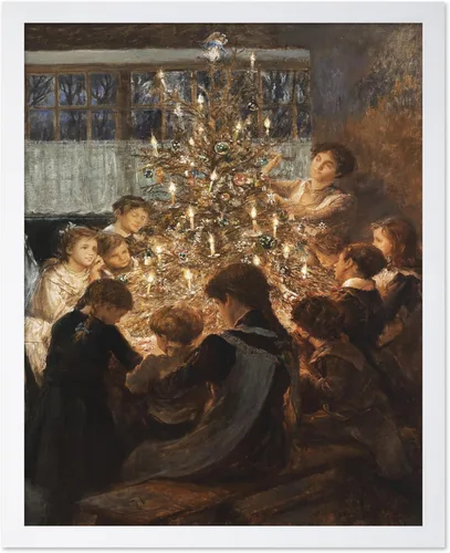 Miniatura 33 de Poster Master Impresión de pintura vintage de árbol de Navidad, póster retro de vacaciones, arte de invierno, diseño abstracto melancólico de pared