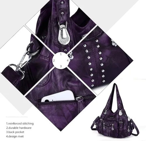 Miniatura 4 de Angel Kiss Bolsos de mano para mujer, de piel sintética suave, bolsas de hobo grandes para damas, asa superior, bolso de hombro, bolso con asa