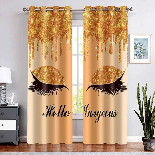 Miniatura 12 de Hello Gorgeous - Cortina de pestañas de unicornio, para oscurecer la habitación, con aislamiento térmico, con ojales, para decoración de dormitorio