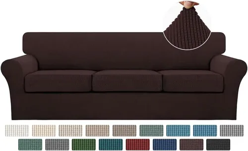 Miniatura 21 de Turquoize 2 fundas para sillas de sala de estar, funda de sofá con fundas de cojín individuales, funda de muebles para sillas (silla, beige biscotti)