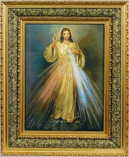 Marco de fotos acolchado para tapiz Divine Mercy de 17 x 21 pulgadas, arte de pared para decoración del hogar, imagen divina misericordia cuadro