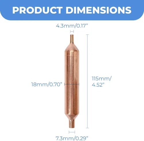 Miniatura 5 de Secador de 10 filtros de cobre de refrigeración - Secador de filtro de refrigerador de 4.528 x 0.709 in con orificio de diámetro interior de 0.118