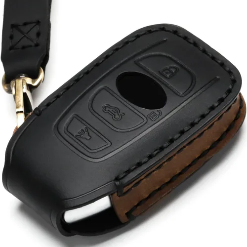 Miniatura 2 de Funda de cuero para llavero compatible con Subaru, control remoto sin llave, Forester Impreza Outback WRX BRZ Legacy y XV Crosstrek, etc. (A-Negro)