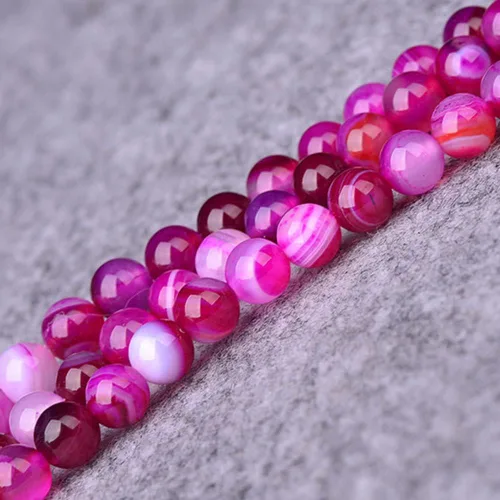 Miniatura 5 de 47 cuentas de cristal natural de 0.315 pulgadas (0.315 in) con rayas de ónix y ágatas, cuentas redondas sueltas para curación de pulseras, collares