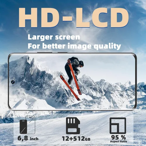 Miniatura 2 de Smartphone Android 12+512GB Pantalla HD de 6.9 pulgadas, 4500 mAh y cámara de 21+8 MP Desbloqueado con Dual-SIM, Face ID y OTG - Asequible sin