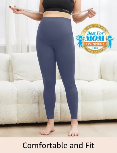 Miniatura 2 de HOFISH Leggings de maternidad para mujer, sobre el vientre, no se transparentan, pantalones de yoga suaves, leggings de entrenamiento activo