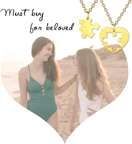 Miniatura 4 de U7 Collares para parejas para mujeres y hombres, acero inoxidable, chapado en oro de 18 quilates, chapado en oro de 18 quilates, collares con dije