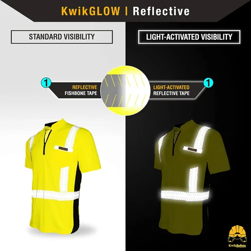 Miniatura 4 de KwikSafety - Camisas de seguridad de manga corta premium [collares de lujo] Clase 2 Hi Vis Camisas para hombres ANSI OSHA Camisas de alta visibilidad