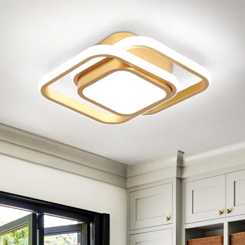 Miniatura 11 de CANEOE Lámpara de Techo Cuadrada para Pasillo, 6000K Blanco Frío Luz de Techo Moderna de Montaje al Ras, Accesorios de Iluminación LED Cromados