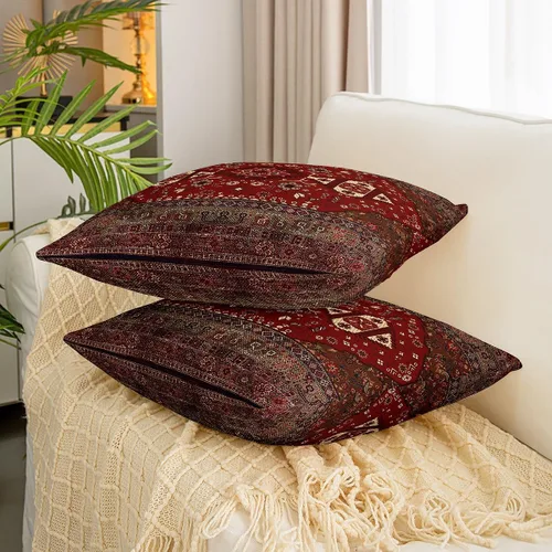 Miniatura 3 de Juego de 2 fundas de almohada bohemias tribales de 22 x 22 pulgadas, fundas de almohada exóticas retro, fundas de cojín bohemias de celosía vintage