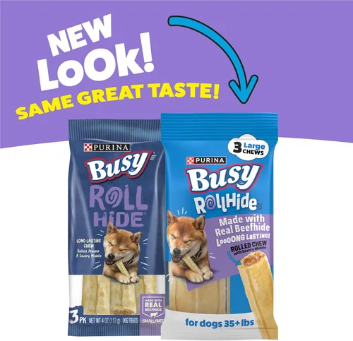 Miniatura 2 de Huesos de perro Purina Busy de cuero crudo Rollhide para razas pequeñas y medianas - (Paquete de 12) Bolsas de 3