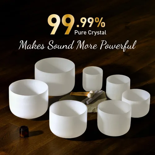 Miniatura 3 de CVNC 432HZ - Juego de 7 cuencos de cristal de cuarzo esmerilado de 6 a 12 pulgadas para curación de sonido y meditación