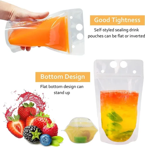 Miniatura 3 de 100 bolsas de doble cremallera para bebidas con 100 popotes y 30 bolsas de paletas plegables de mano resistentes para batidos, bebidas frías