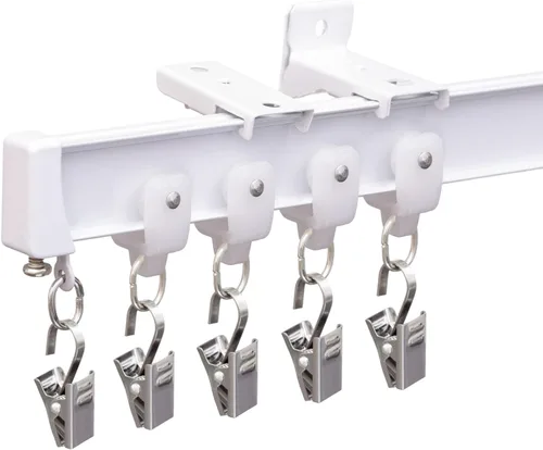 MaKefeile Riel de cortina de techo flexible para montaje en techo o pared, cortinas divisoras de habitación resistentes para sala de estar, Blanco