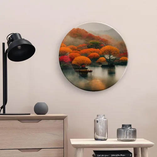 Miniatura 5 de Platos decorativos de Acción de Gracias para decoración del hogar, temporada de otoño de Japón, árboles de arce, ríos y barcos, bandeja decorativa