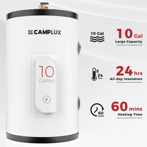 Miniatura 3 de CAMPLUX - Calentador de agua eléctrico de tanque de 10 galones, calentador de agua caliente de punto de uso (ME100B) 120 V 1500 W, más fácil de usar