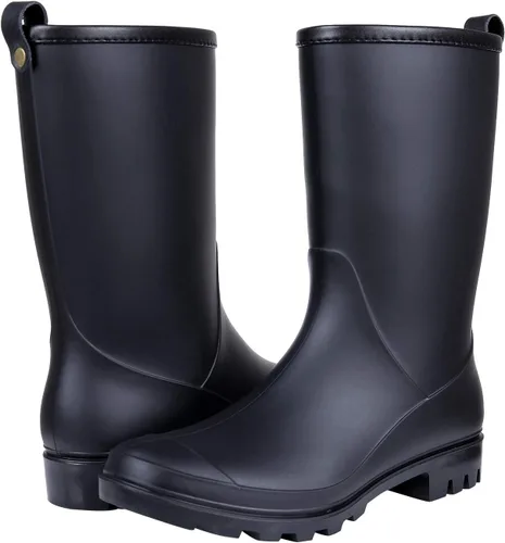 Miniatura 7 de Litfun Botas de lluvia de media pantorrilla para mujer, impermeables, ligeras, para jardín