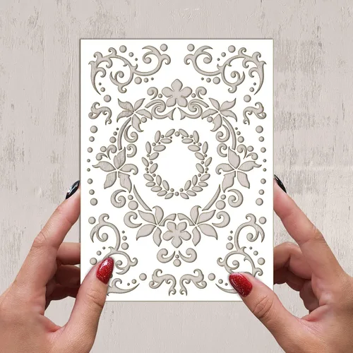 Miniatura 2 de Plantilla decorativa FLONZ de 6 x 8 pulgadas, diseño de torbellino de flores Art Deco para pintura de pared, álbumes de recortes y decoración