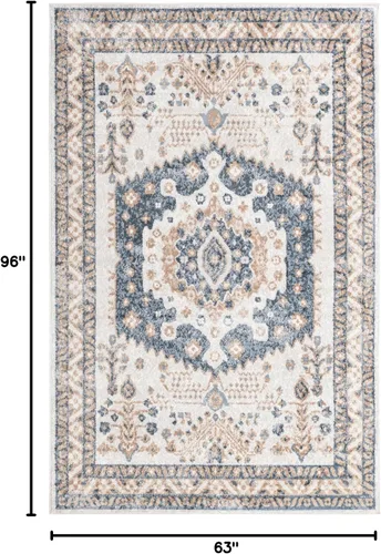 Miniatura 2 de Unique Loom Oxford Collection - Alfombra Sheldonian (5 x 8 pies, rectangular, crema/azul marino)