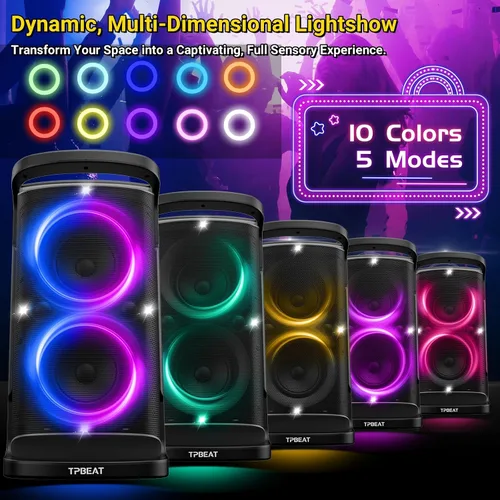 Miniatura 3 de QxbJoy Altavoz Bluetooth Portátil: Sonido Potente de 160W de Pico, Bajo Profundo Inalámbrico, Boombox Grande, Subwoofer Grande, 15 Horas de Duración