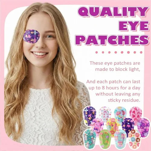 Miniatura 4 de Panelee 120 parches adhesivos para ojos para niños y niñas, material transpirable a granel, algodón que bloquea la luz, diseños coloridos