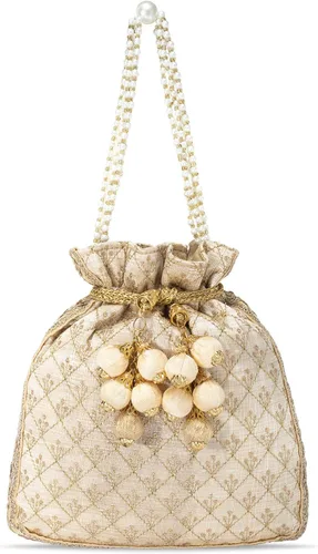 Miniatura 8 de Aheli Potli - Bolsa de regalo para mujer, hecha a mano, de noche, elegante bolso de novia, bolso de moda