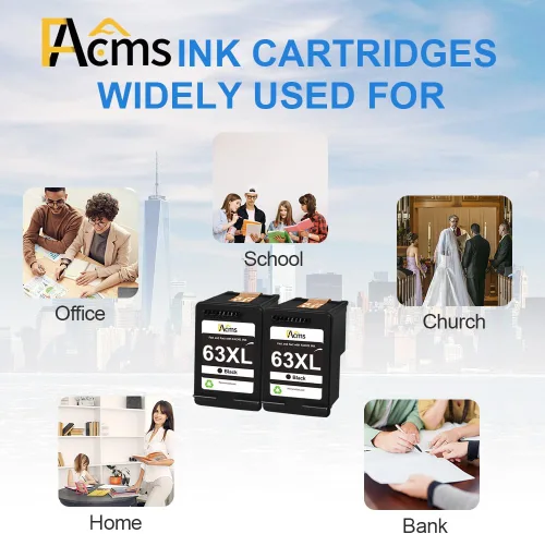Miniatura 4 de 63XL - Cartuchos de tinta negros de repuesto para HP 63 63 XL para impresora HP OfficeJet 3830 5255 Envy 4520 4512 DeskJet 1112 3630 3632 2132