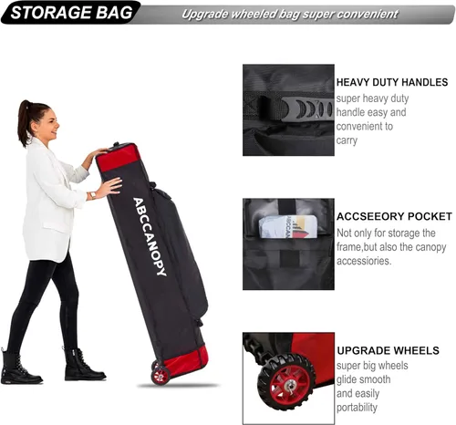 Miniatura 8 de Abccanopy - Carpa de toldo para tienda de campaña comercial instantánea con bolsa de transporte con ruedas, 4 bolsas de arena, Blanco