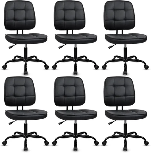 Miniatura 26 de CLATINA Silla de oficina en casa, sin brazos con ruedas, silla de escritorio pequeña de altura ajustable, sillas giratorias de trabajo de malla