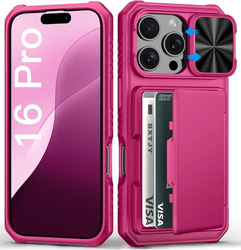 Miniatura 84 de BXYJY Funda tipo cartera para iPhone 15 Pro con tarjetero (4-5 tarjetas) y cubierta deslizante para cámara y soporte, protección contra caídas