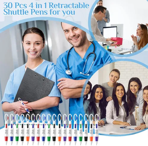 Miniatura 6 de Kosiz 30 unidades de regalo de graduación para enfermeras, multicolor, 4 en 1, bolígrafos retráctiles para enfermeras, bolígrafos retráctiles