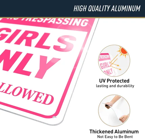 Miniatura 6 de Letrero con texto en inglés «N A Girls» para dormitorio – Divertido letrero de metal con texto en inglés «No Trespassing Girls Only» para decoración