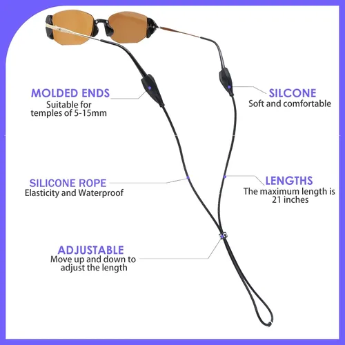 Miniatura 3 de Correa de silicona para gafas, 3 unidades, correa para lentes para hombres, mujeres y niños, soportes para gafas alrededor del cuello, cordón