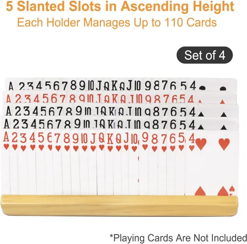 Miniatura 3 de plusvivo Juego de 4 tarjeteros para cartas con soporte ajustable, para personas mayores, adultos y niños, 5 ranuras de hasta 110 tarjetas, soporte