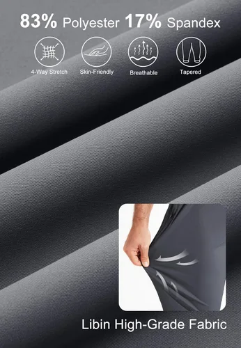 Miniatura 4 de Libin Pantalones deportivos de golf elásticos en 4 direcciones con bolsillos, pantalones de vestir ajustados para trabajo, pantalones deportivos