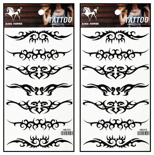 Miniatura 25 de Tatuajes 2 hojas de plumas negras de fantasía temporales tatuajes adhesivos falsos cuerpo brazo pecho hombro tatuajes para adolescentes, hombres