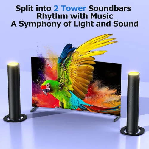 Miniatura 3 de Barra de sonido para Smart TV, barra de sonido de 100 W con 3 luces RGB dinámicas, Bluetooth 5.3, conexión ARC/Opt/AUX, volumen dinámico 3 modos