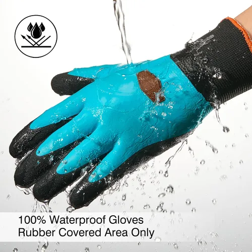 Miniatura 4 de COOLJOB Guantes impermeables de invierno para congelador para trabajar en jardinería, pesca, trabajador de construcción, doble revestimiento de goma