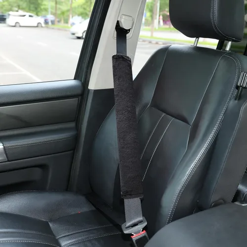 Miniatura 17 de Amooca Funda universal para cinturón de seguridad de piel sintética suave para automóvil, camión, SUV, avión, almohadilla para cinturón de seguridad
