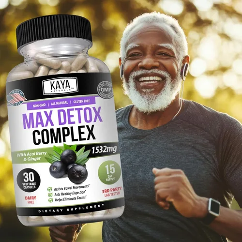 Miniatura 8 de Kaya Naturals Max Detox - Suplemento de hierbas - Ingredientes naturales 1532 mg - Polvo de psyllium, extracto de bayas de acai, raíz de jengibre 30
