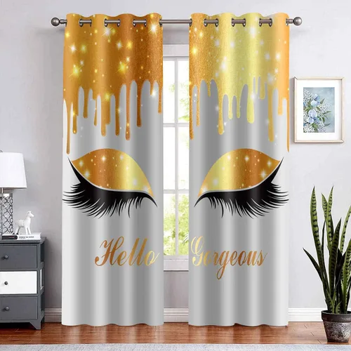 Miniatura 22 de Hello Gorgeous - Cortina de pestañas de unicornio, para oscurecer la habitación, con aislamiento térmico, con ojales, para decoración de dormitorio