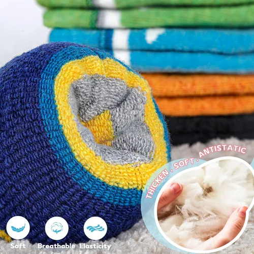 Miniatura 3 de unenow Calcetines de esquí de lana merino para niños, 2 pares, calcetines térmicos cálidos de invierno para niños y niñas pequeños