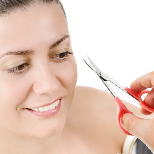 Miniatura 3 de Paquete de 2 tijeras de cejas curvadas de 4 pulgadas, tijeras pequeñas de acero inoxidable para recortar pestañas faciales y vello de nariz (rosa)